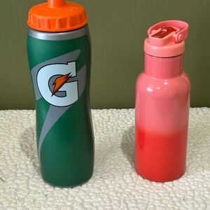 Gatorade water bottle and pink ombre water bottle